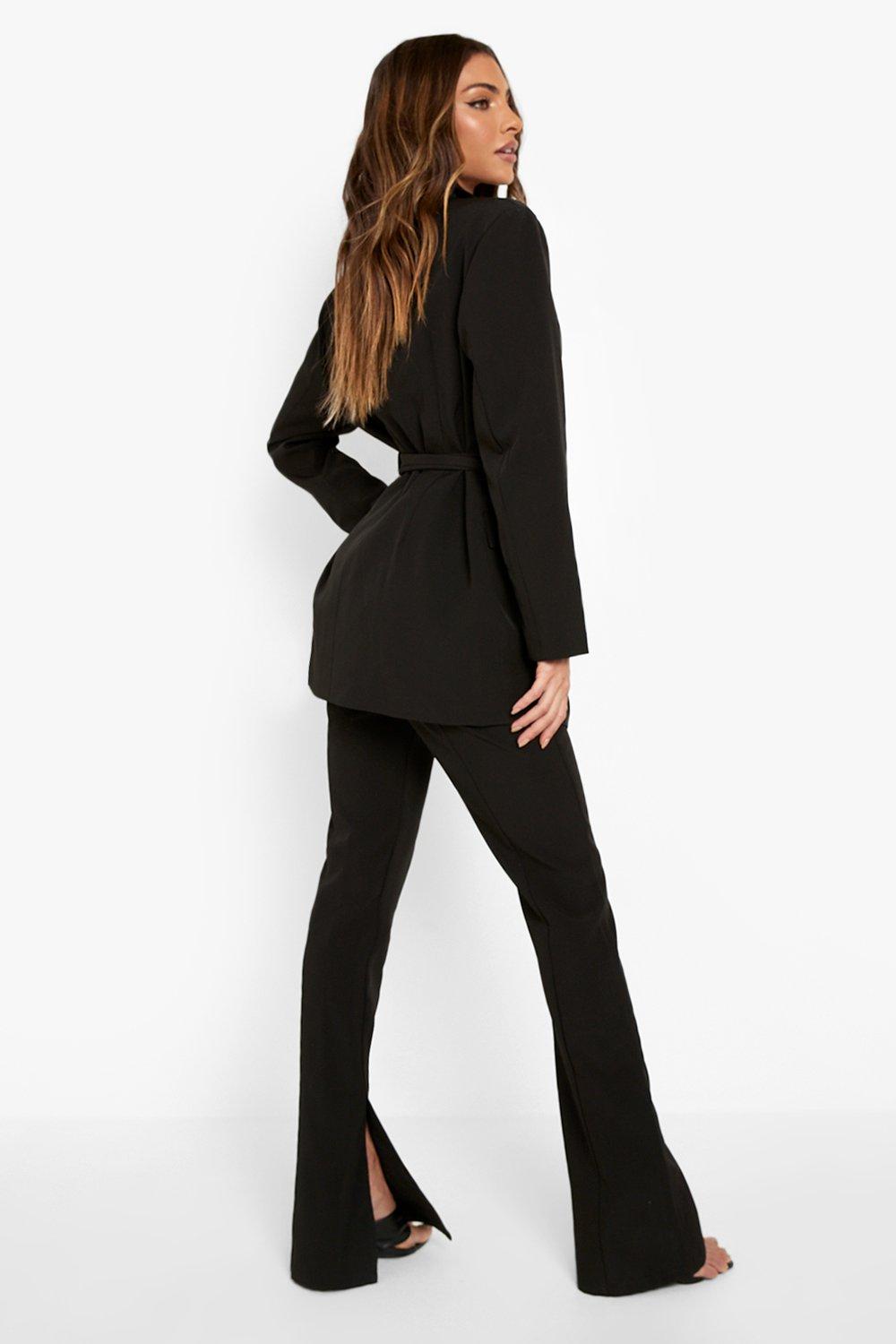 Women's Split Side Pin Tuck Front Tailored Trousers Boohoo UK
