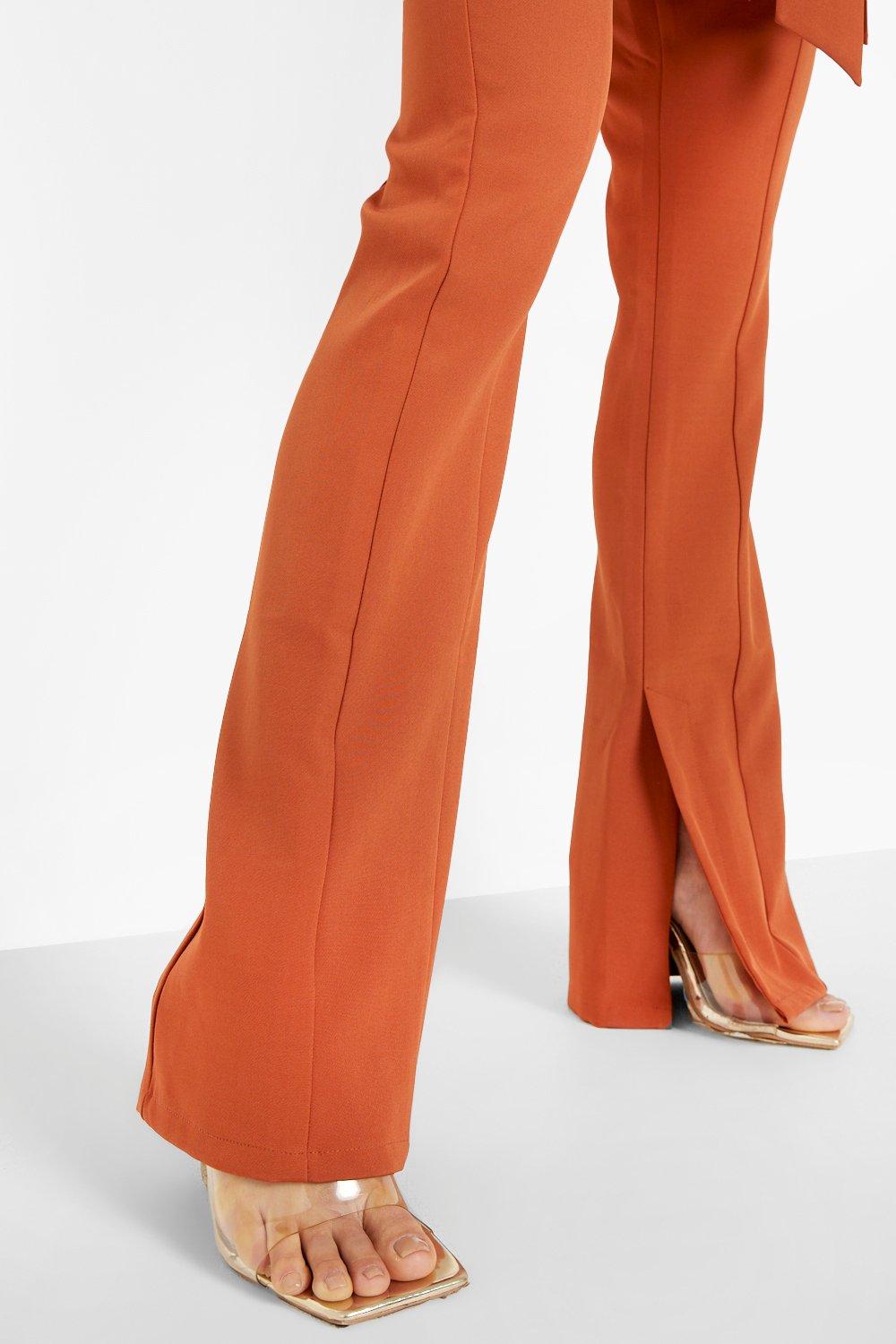 Split Side Pin Tuck Front Dress Pants