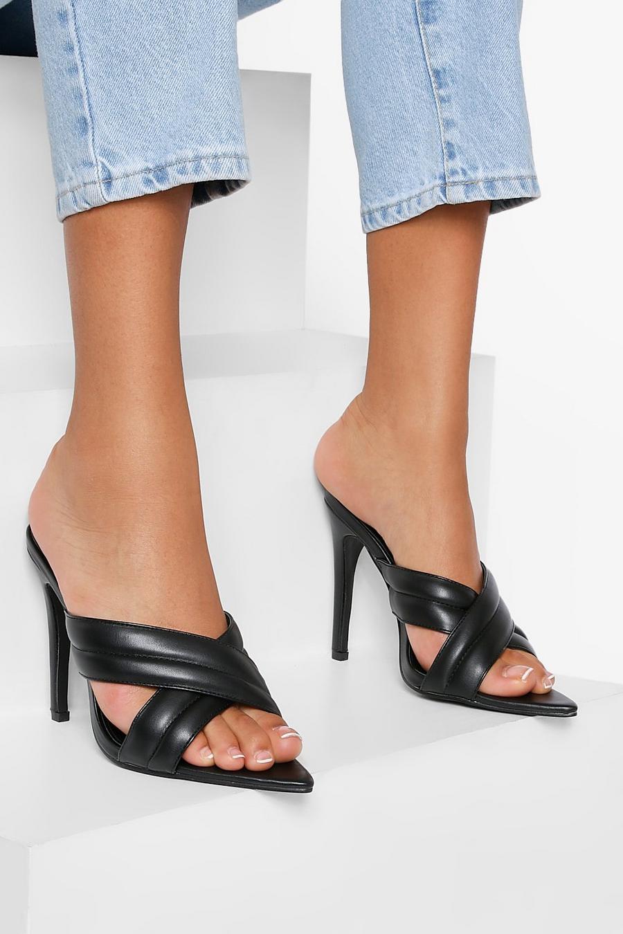 Black Wide Fit Pointed Toe Padded Mule