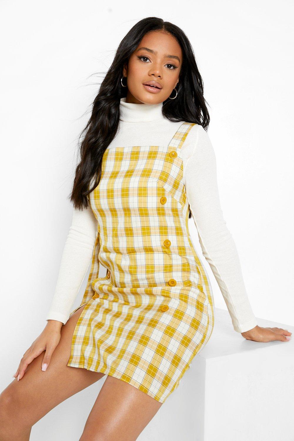 Mustard check pinafore sales dress