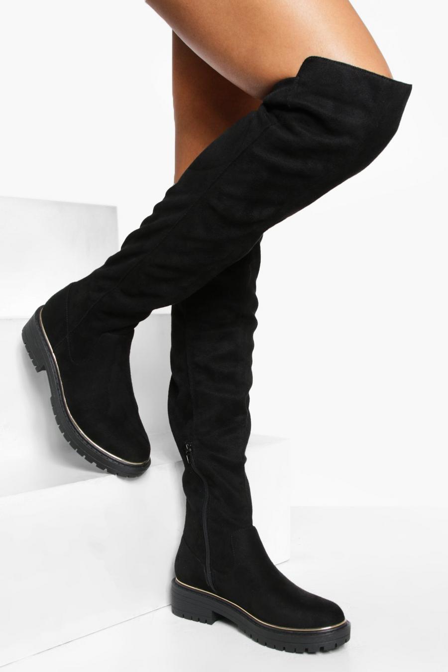Black Rand Detail Over The Knee Boot image number 1