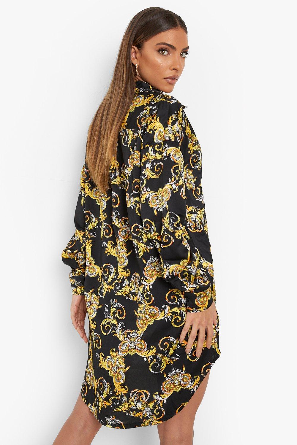 Boohoo chain print shirt dress online