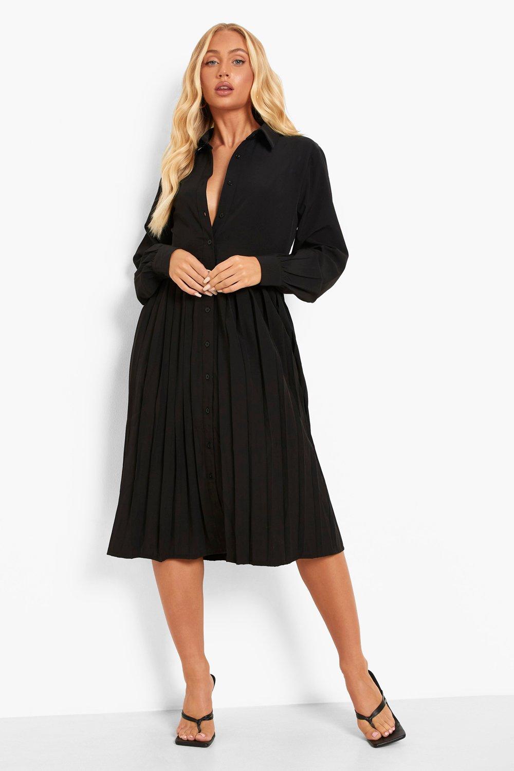 Boohoo pleated dress best sale