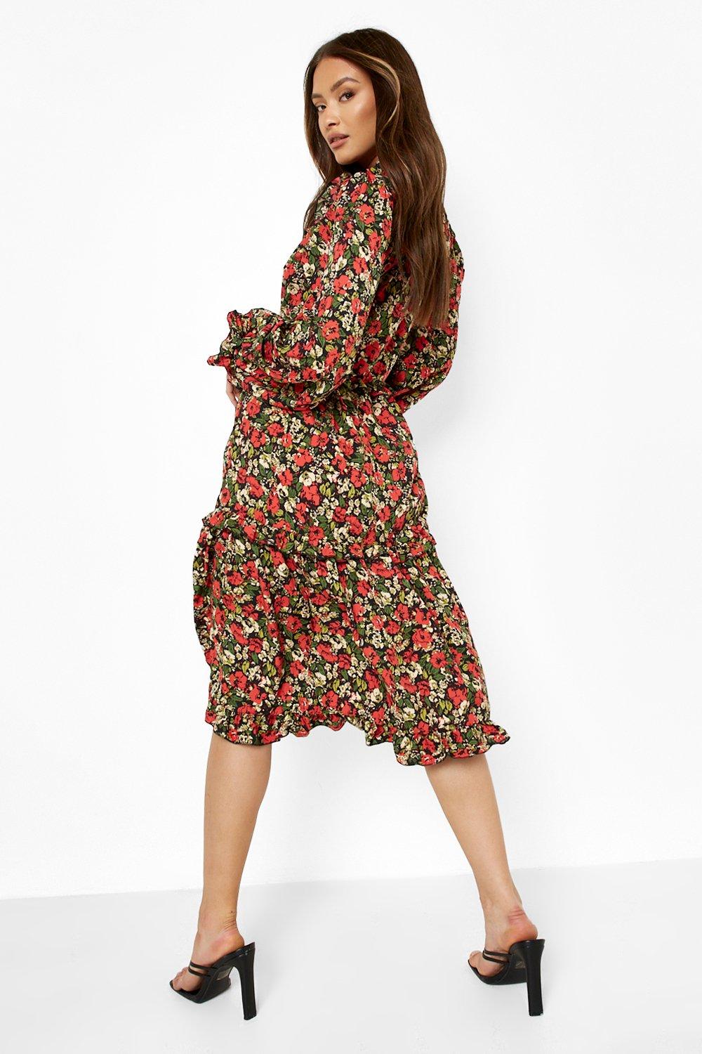 Missguided black shop floral dress