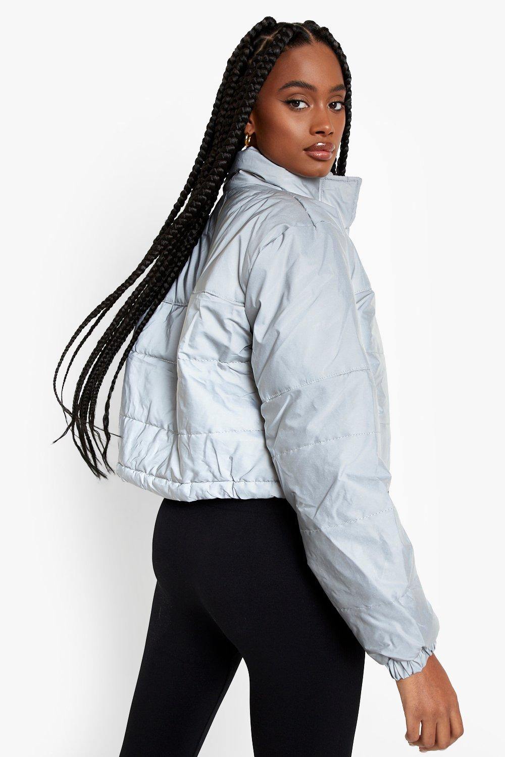 Reflective silver clearance puffer jacket