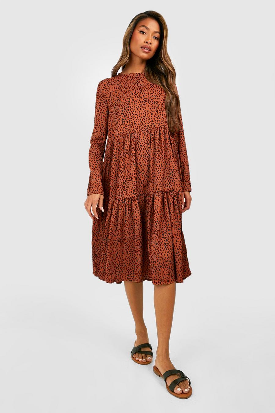Gepunktetes Smok-Kleid, Terrakotta image number 1