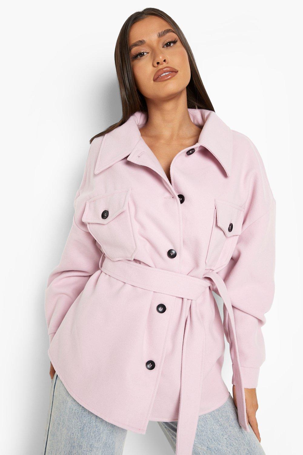 Wool Look Belted Shacket boohoo DK