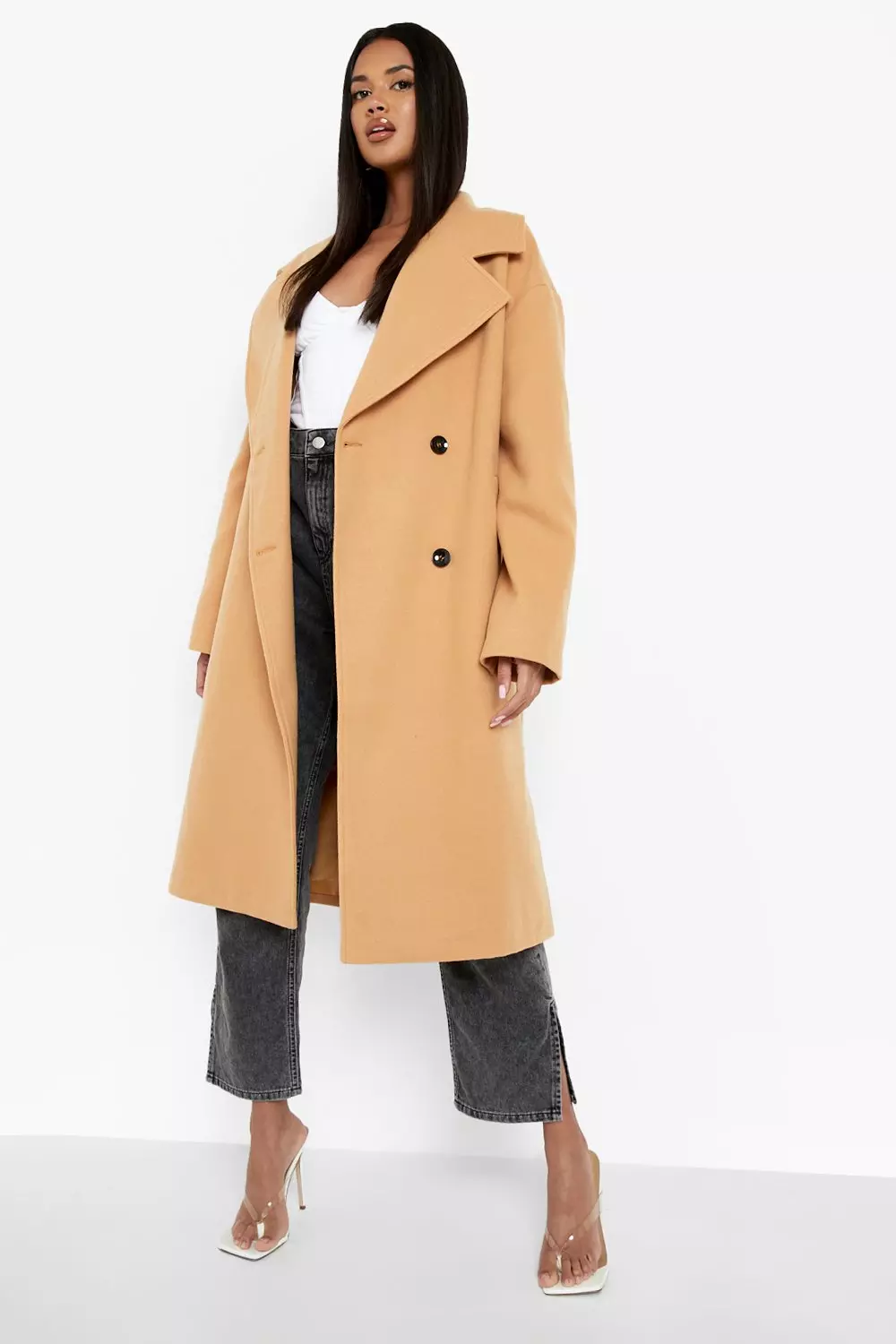 Boohoo cheap camel coat