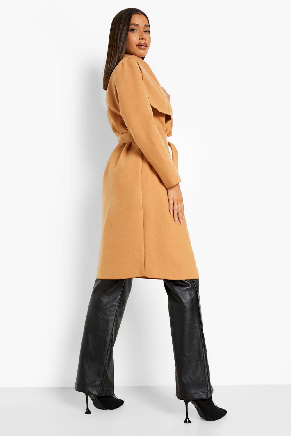 Boohoo belted outlet coat