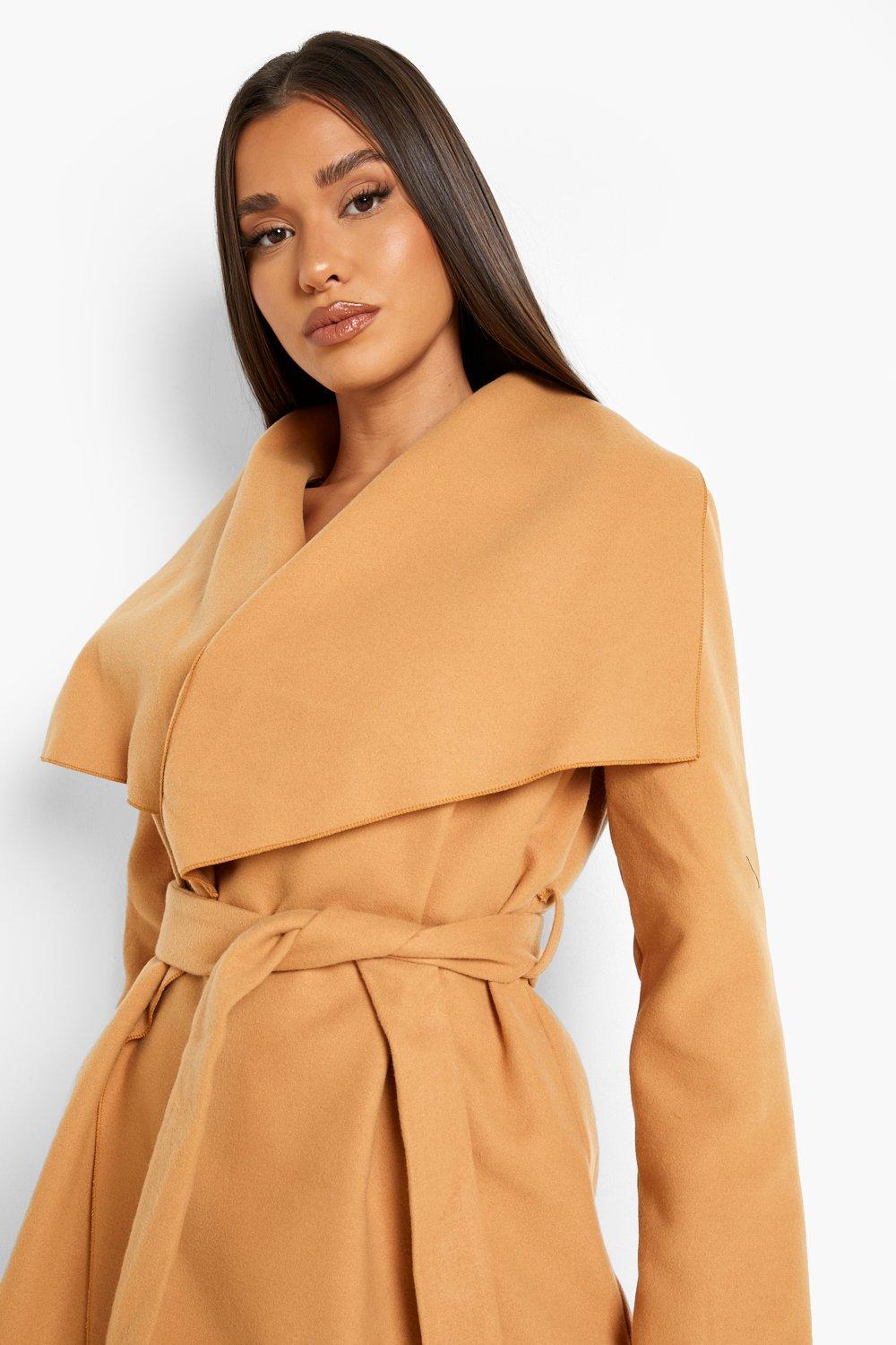 Belted waterfall sale coat boohoo