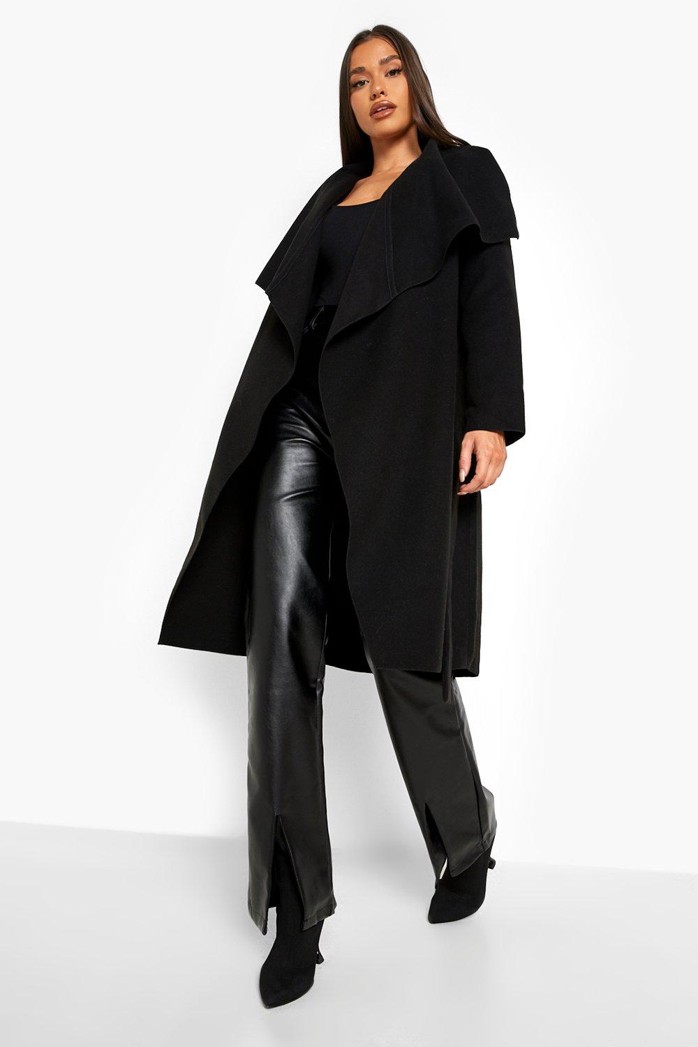 Boohoo belted hotsell waterfall coat