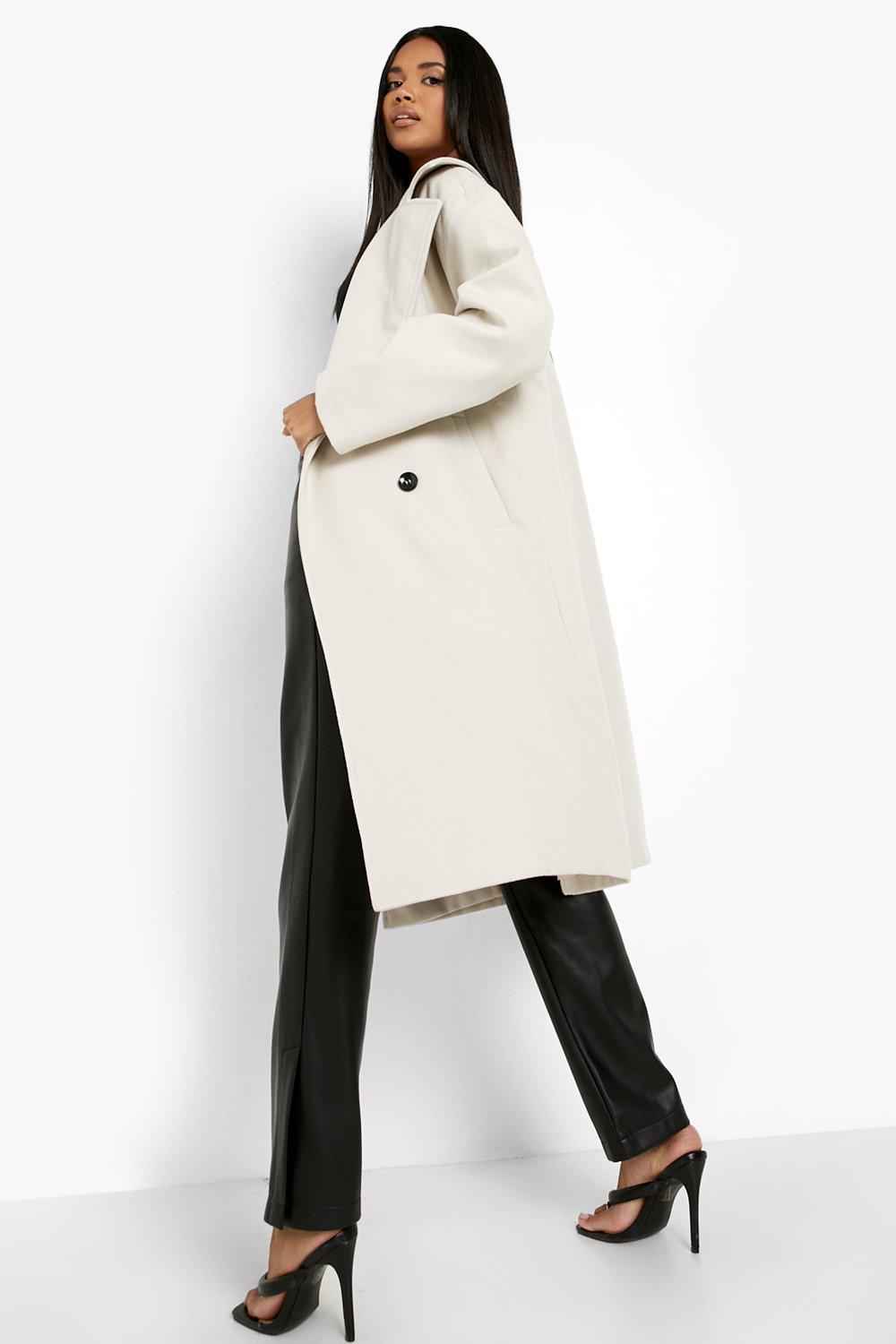 double breasted wool look coat