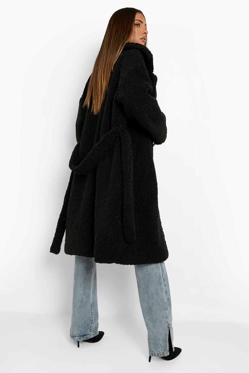 Black teddy coat clearance womens