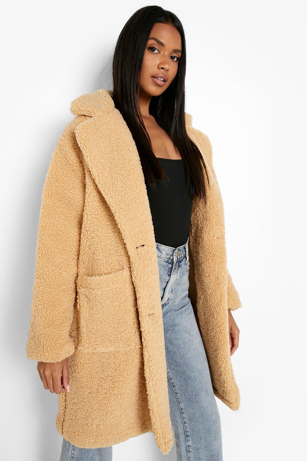 fitted teddy coat