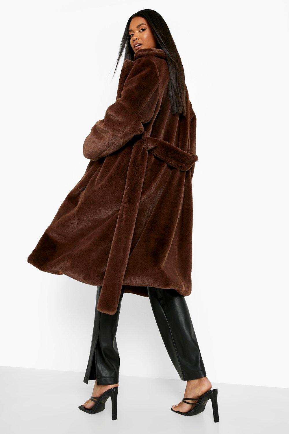 chocolate brown fur coat