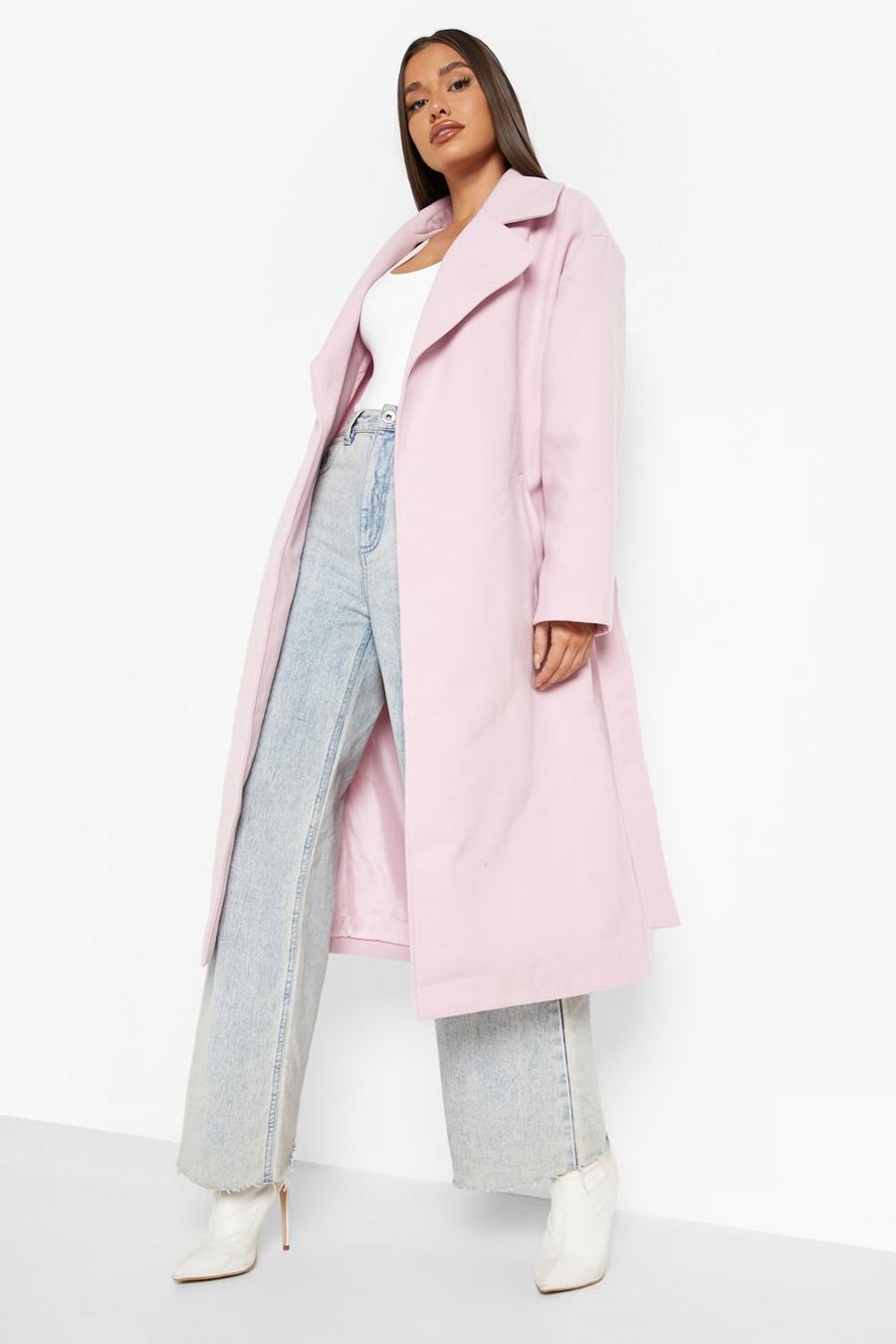 Pink Wool Look Belted Coat image number 1