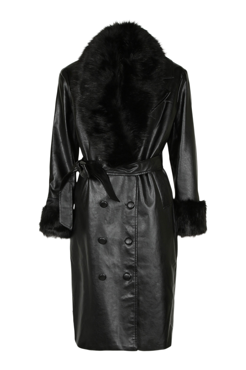 faux fur trim collar and cuff coat