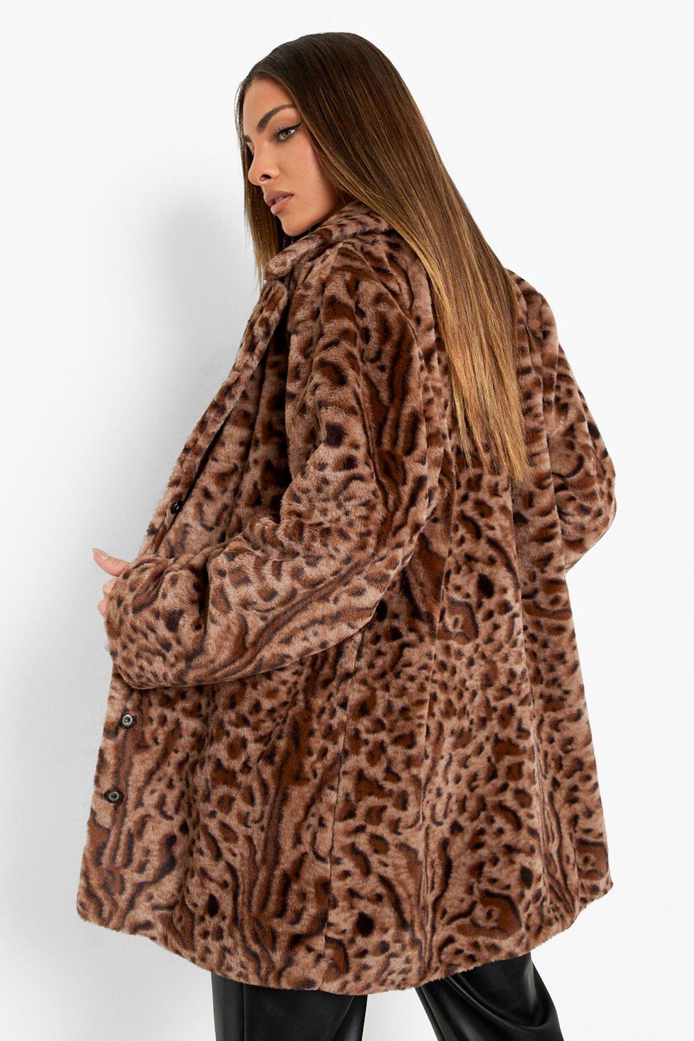 Bb dakota leopard faux fur jacket sale