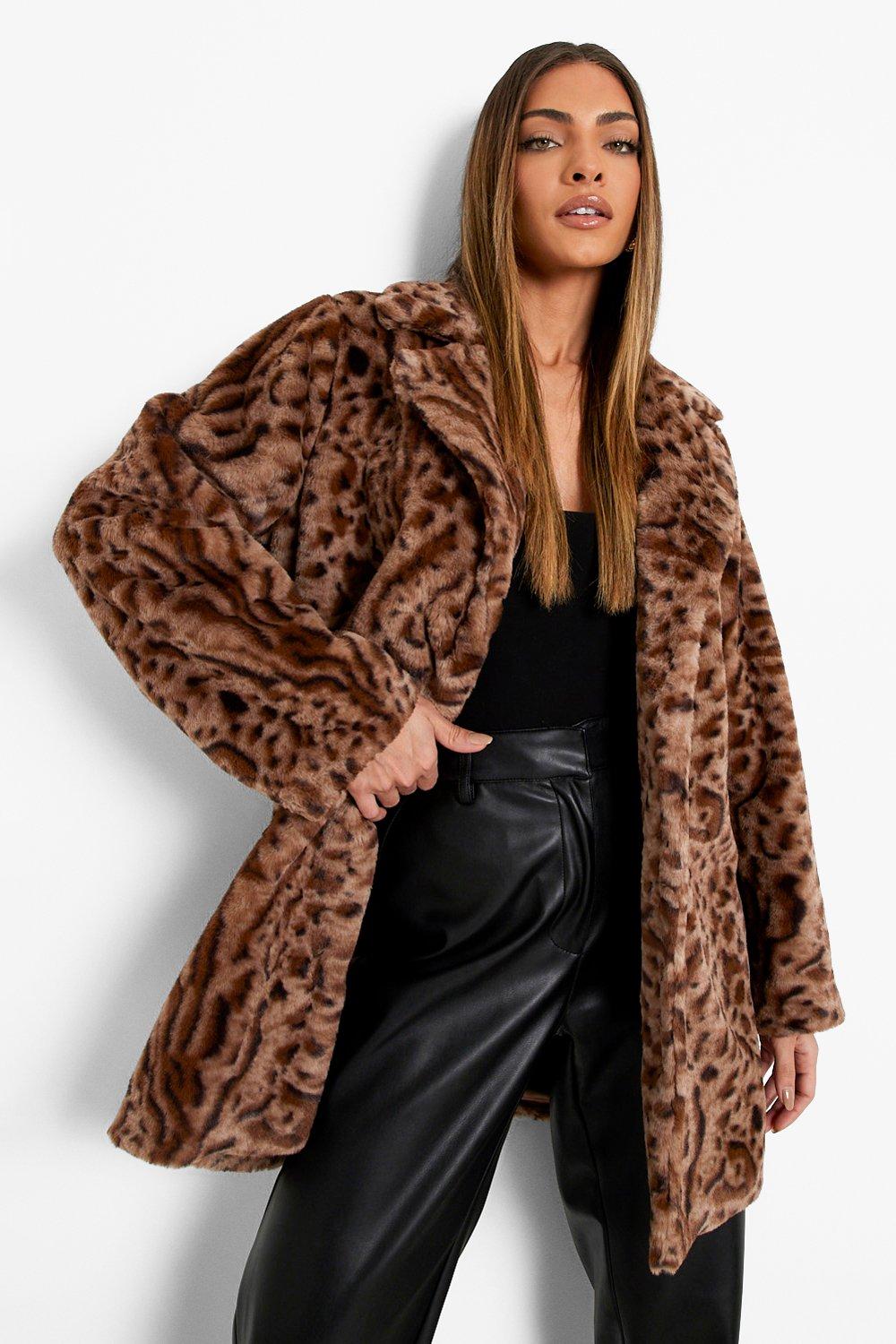 Leopard print deals faux fur coat