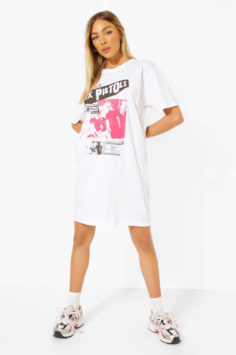 T-Shirt-Kleid mit Sex Pistols Print, White image number 1