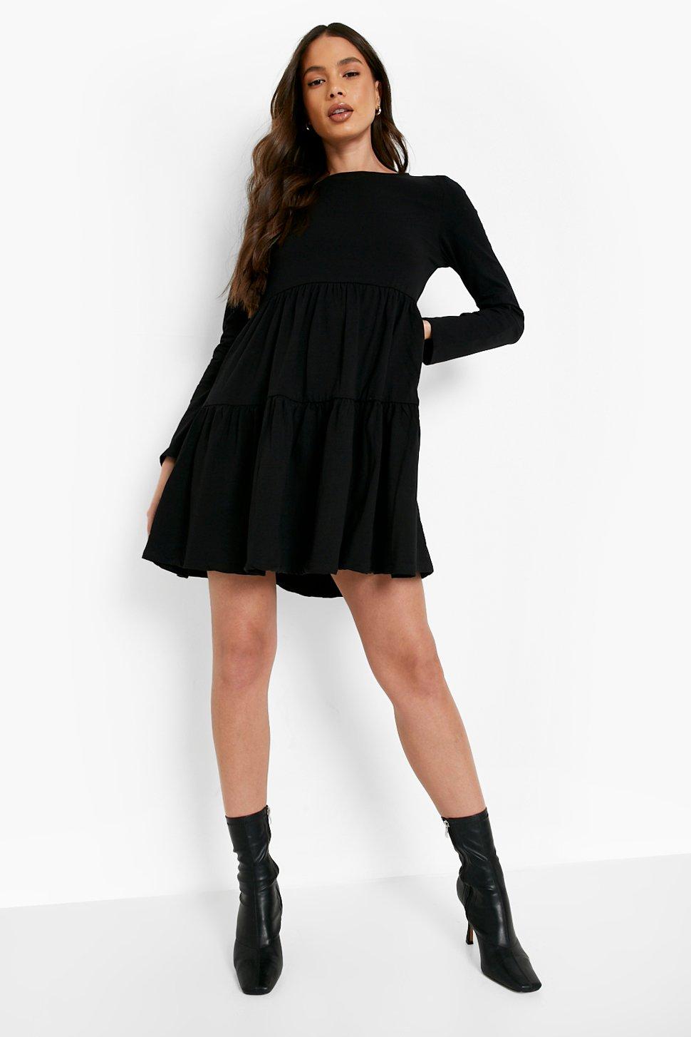 Boohoo black outlet long sleeve dress