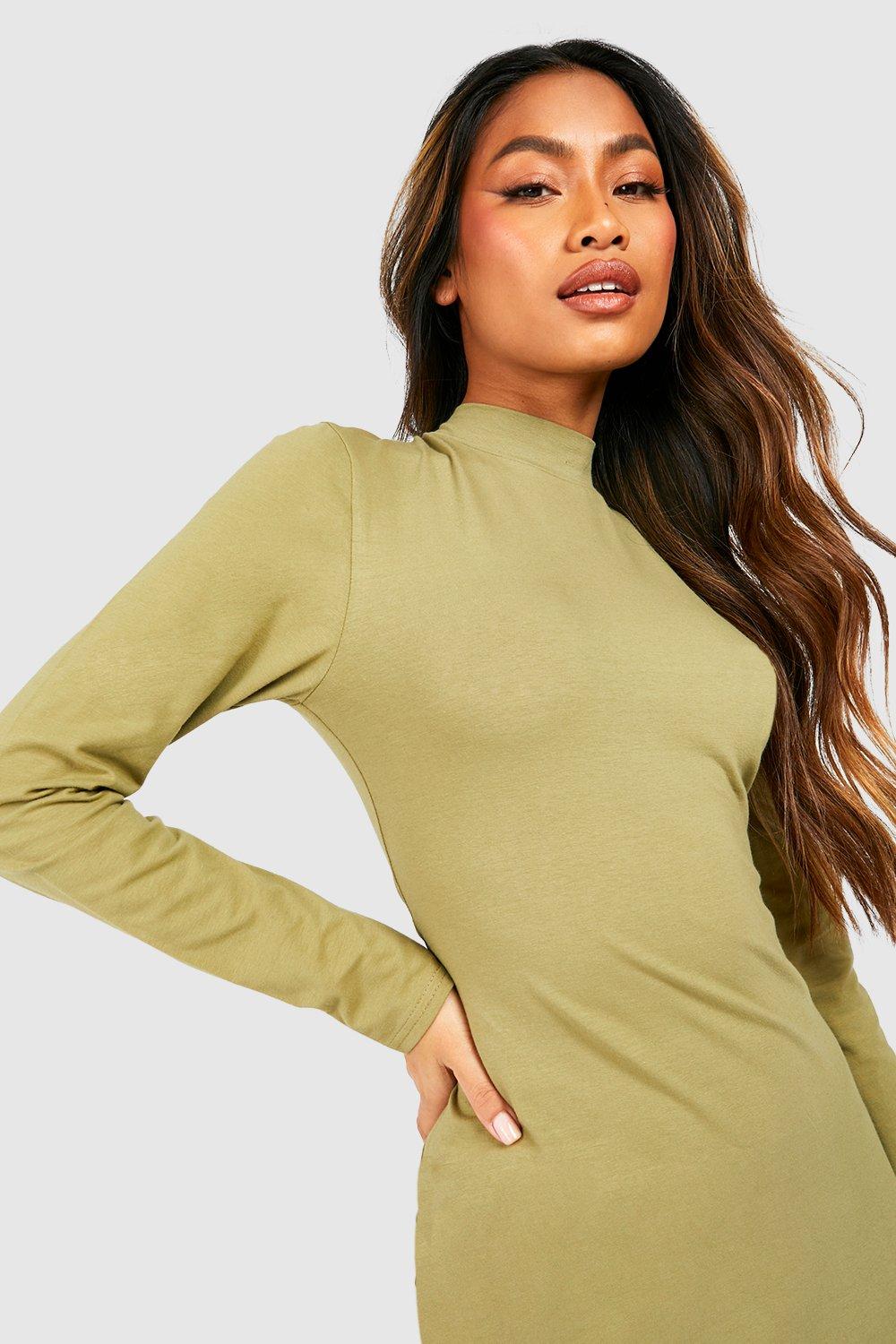 Khaki long hotsell sleeve dress