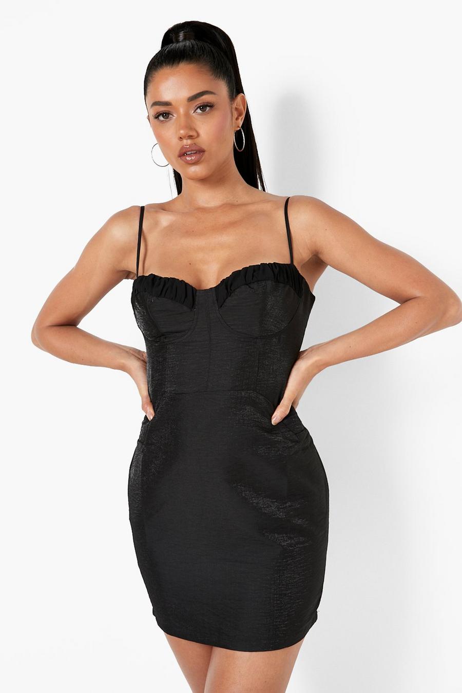 שחור black שמלת מיני עם עיטור מחוך