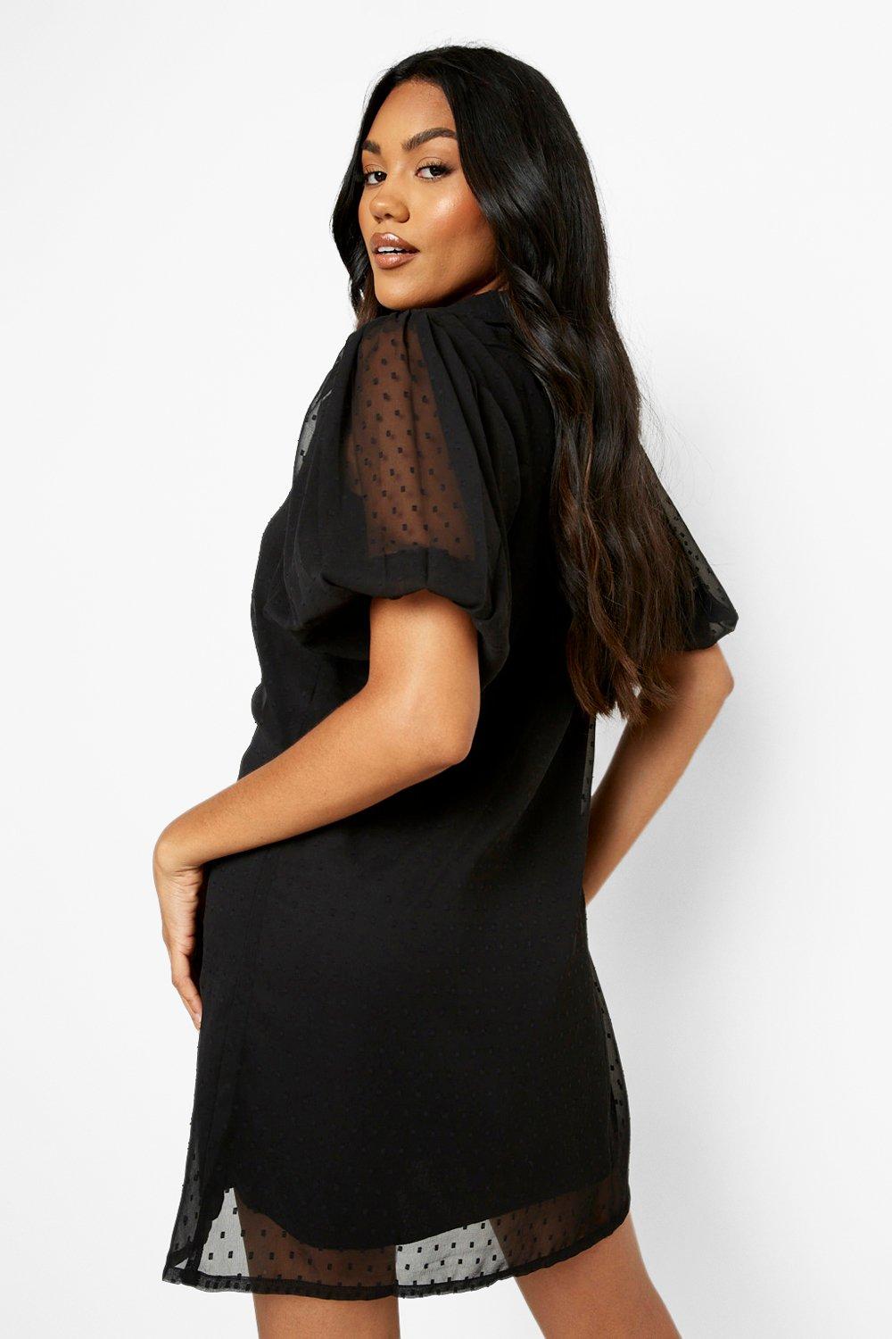 Dobby mesh shop sheer shirt dress