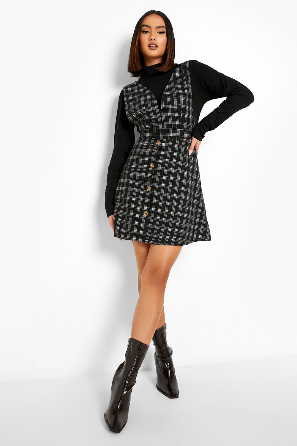 Topshop check outlet pinafore