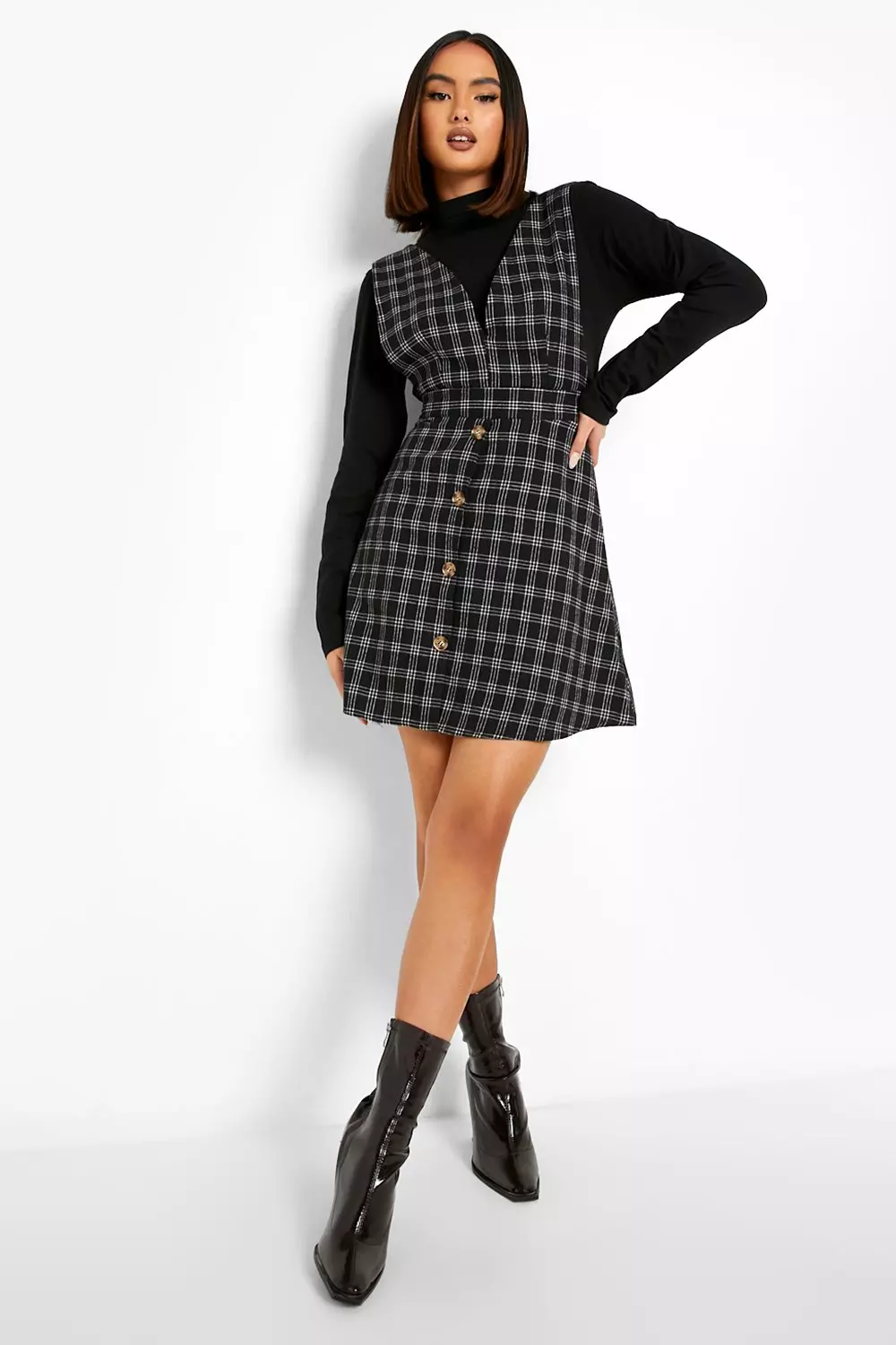 Topshop checked 2024 pinafore dress