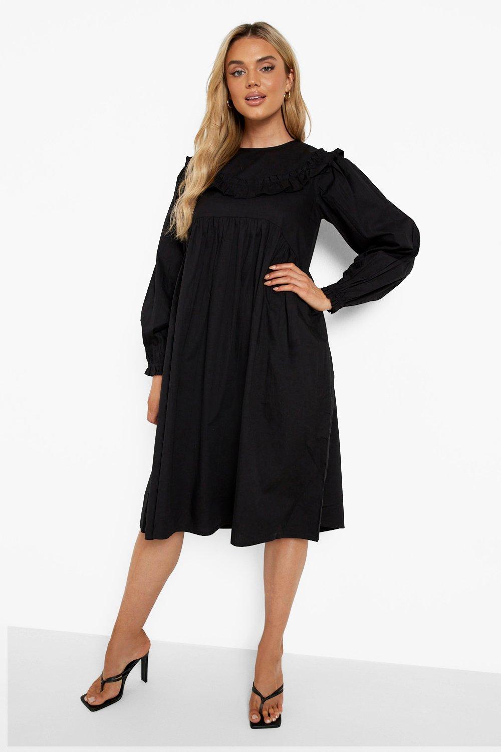 Long sleeve best sale midi smock dress