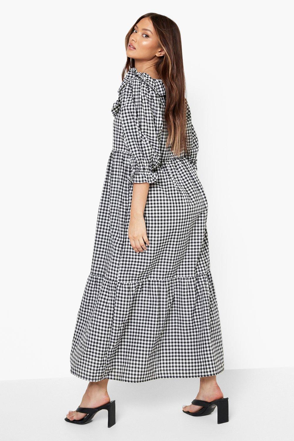 Grey Jersey Frill Sleeve Midaxi Smock Dress