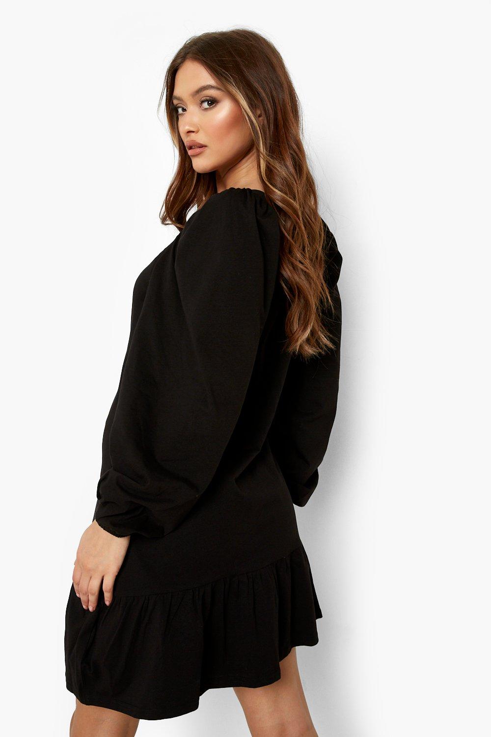 Plus Square Neck Puff Sleeve Smock Dress