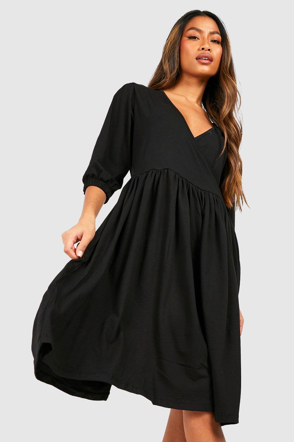 Boohoo black hot sale smock dress