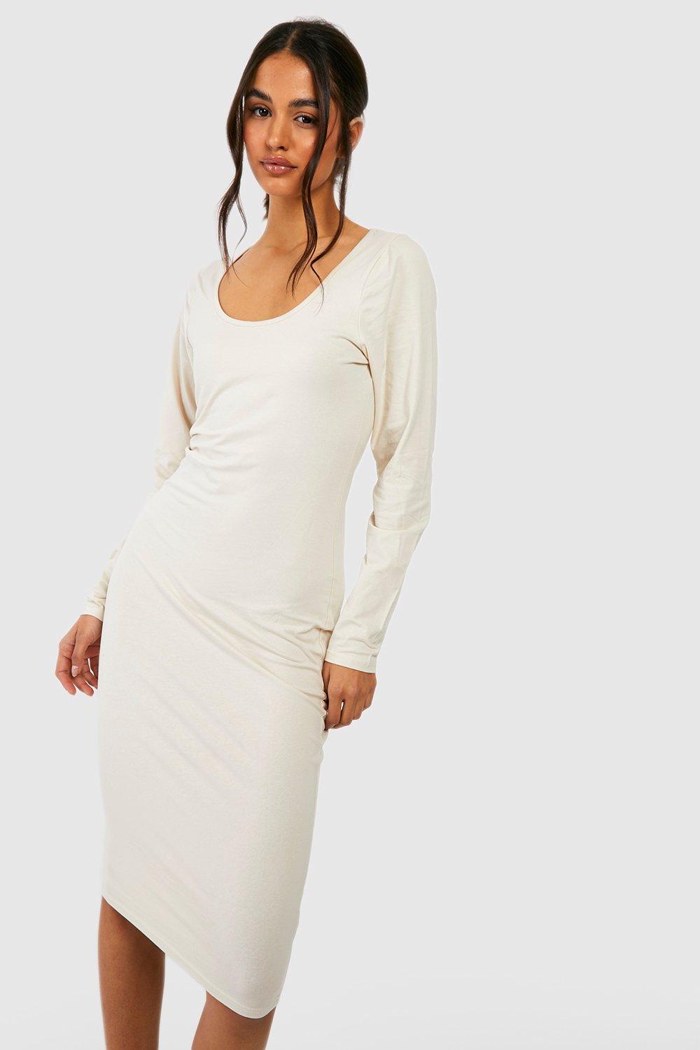 knit scoop neck midi dress