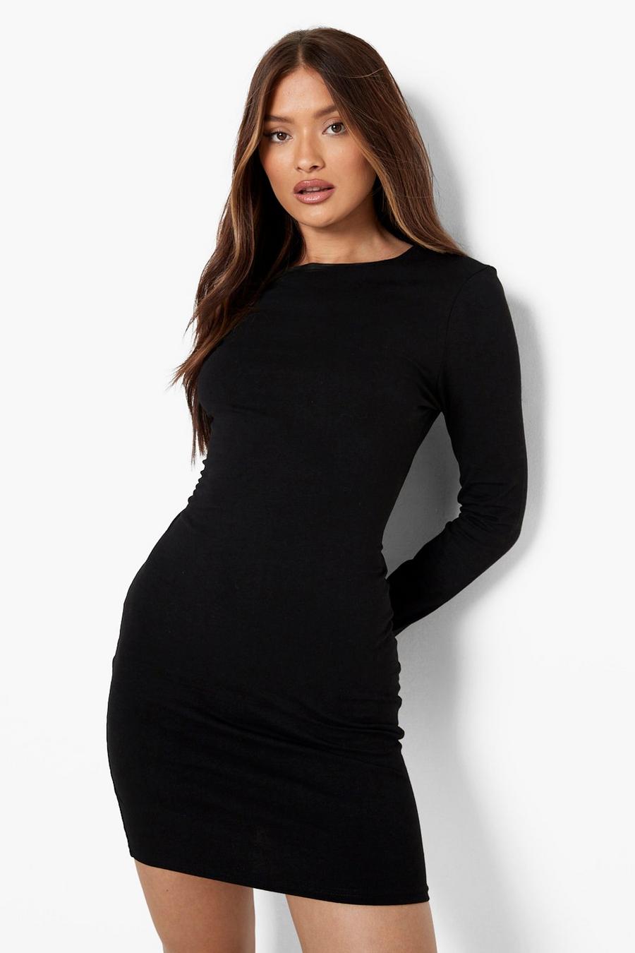 Black Basic Long Sleeve Bodycon Mini Dress image number 1
