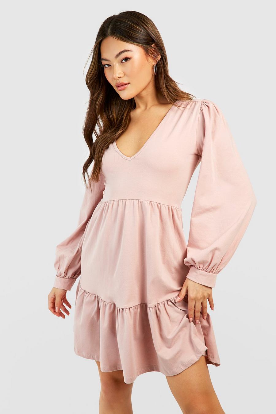 Smok-Kleid mit Ballonärmeln, Rose pink image number 1