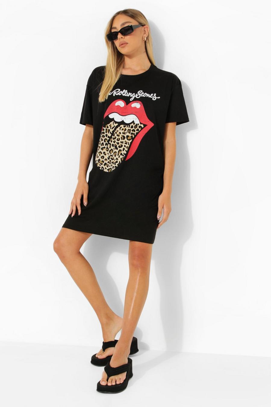 Black Rolling Stones Licenced T Shirt Dress image number 1