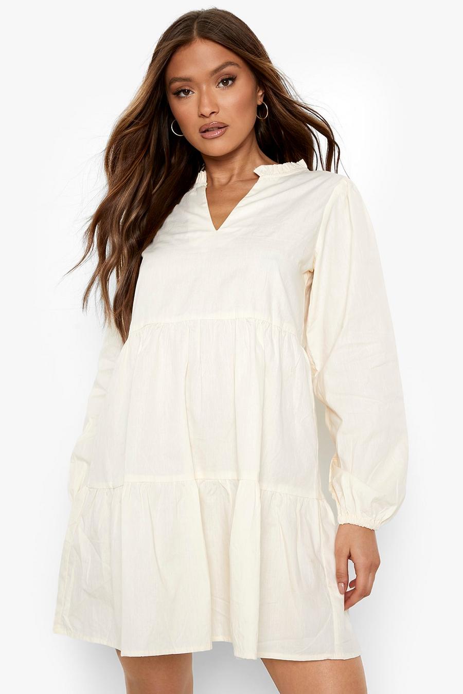Stone Frill Collar Tiered Smock Dress image number 1