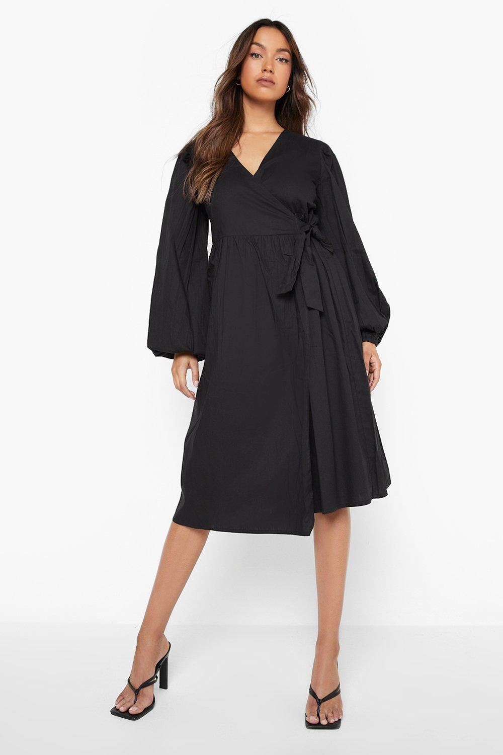 Simple black wrap discount dress