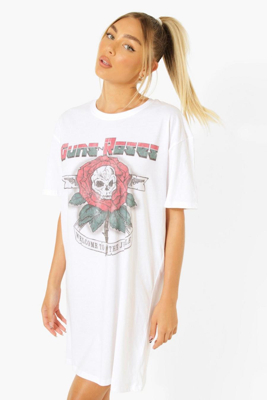 לבן שמלת טישרט עם הדפס ממותג של Guns N Roses image number 1