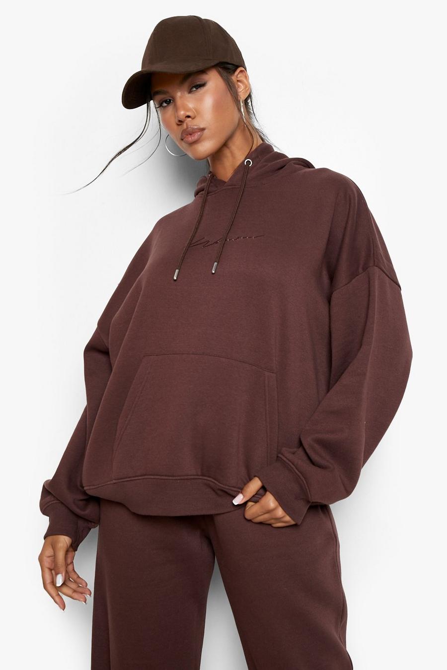 Chocolate Woman Embroidered Hoodie image number 1