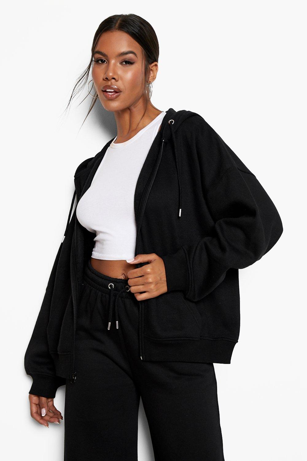 Black Cut Out Crop Hoodie boohoo UK