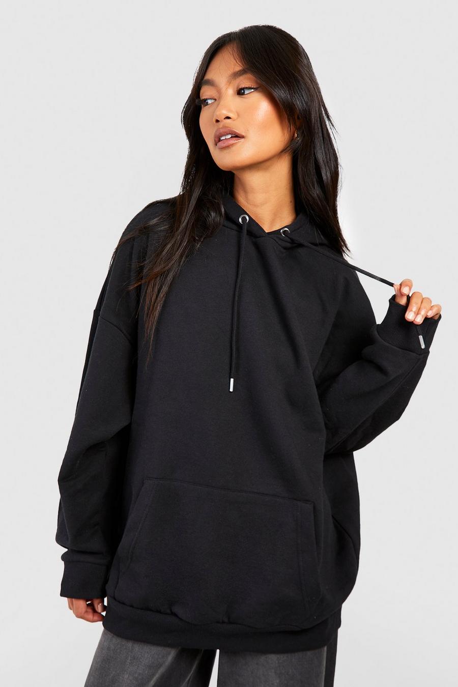 Black svart Oversize hoodie i återvunnet tyg image number 1