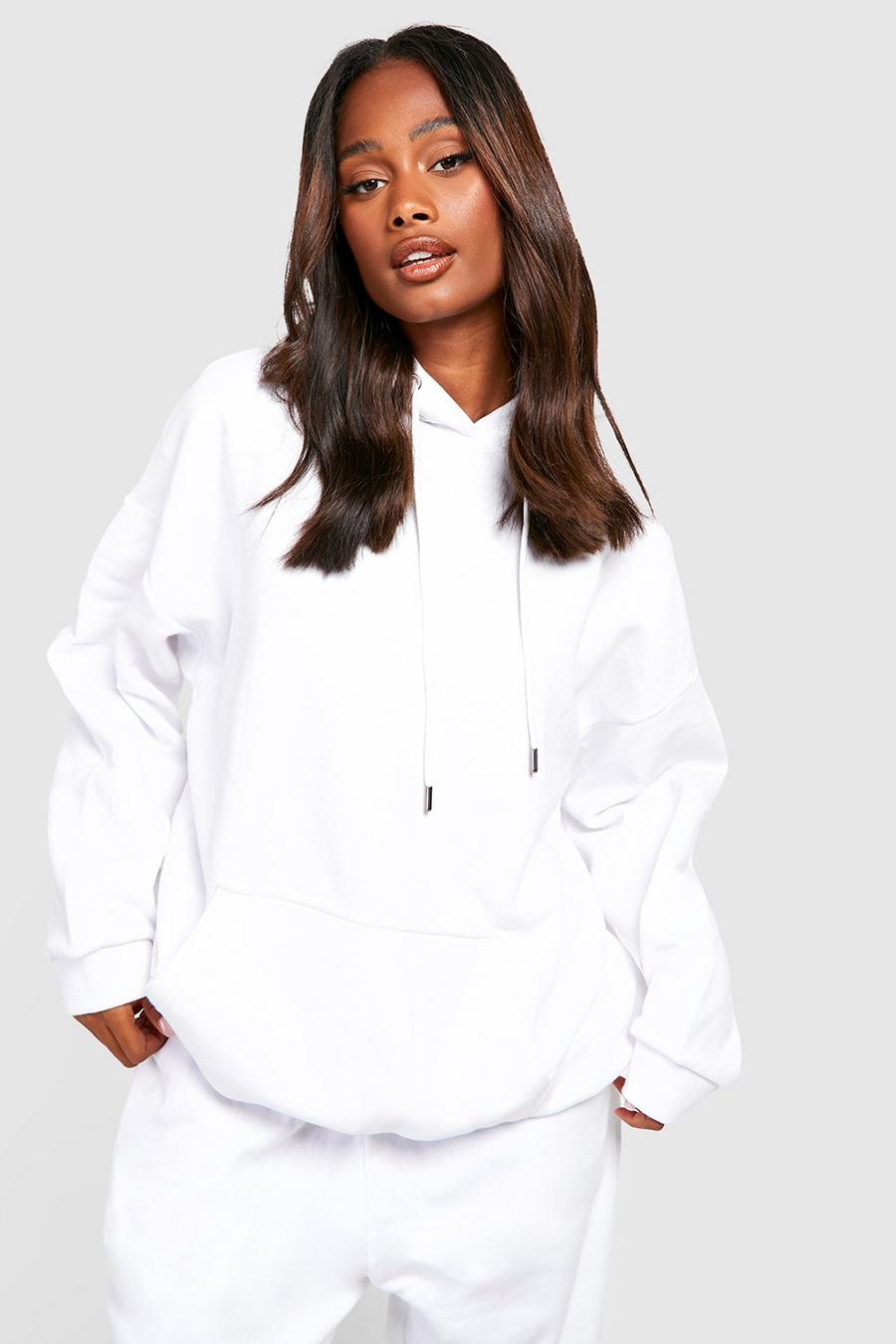 White vit Oversize hoodie i återvunnet tyg image number 1