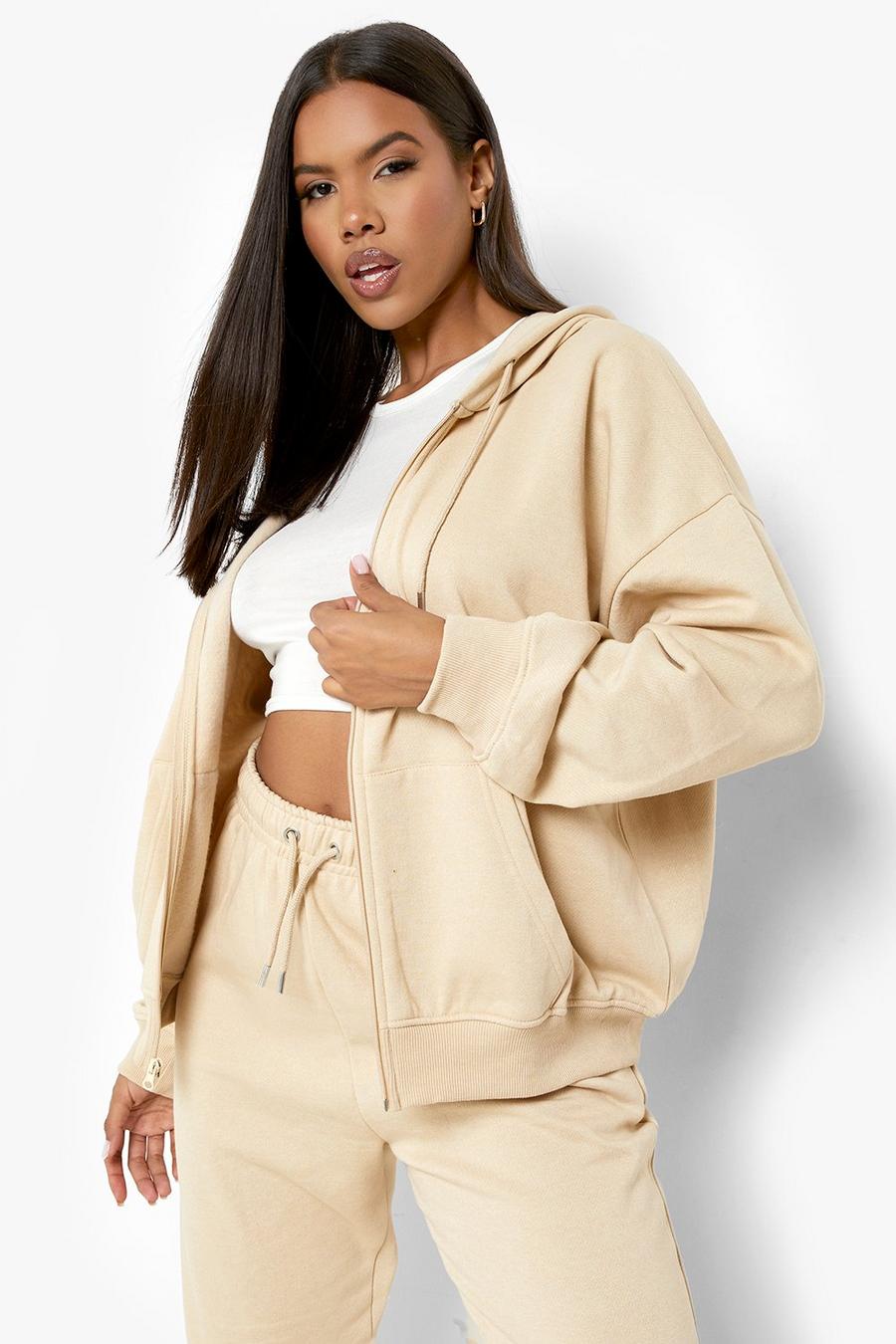 Stone beige Recycled Zip Hooded Tracksuit
