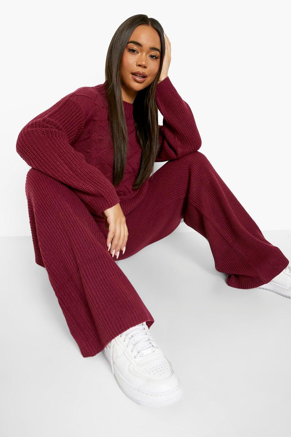 Womens Clothing Nightwear and sleepwear Nightgowns and sleepshirts Boohoo Synthetic Bobble Knit Wide Leg Co-ord 