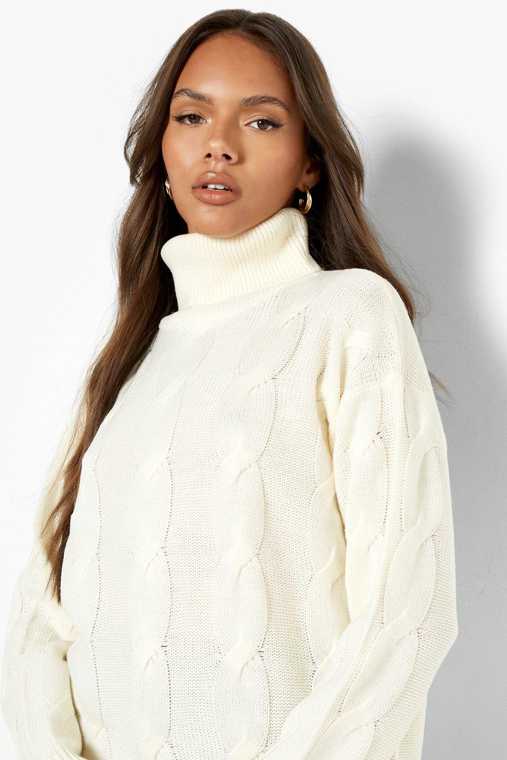High neck cable knit jumper deals