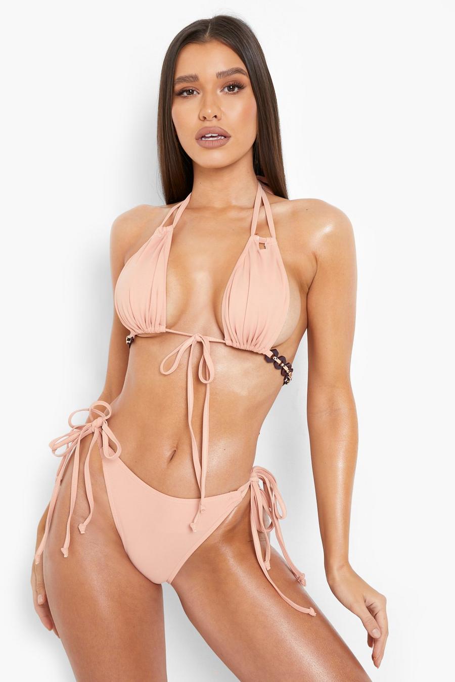 Clay Halter Neck Chain Detail Bikini Top image number 1