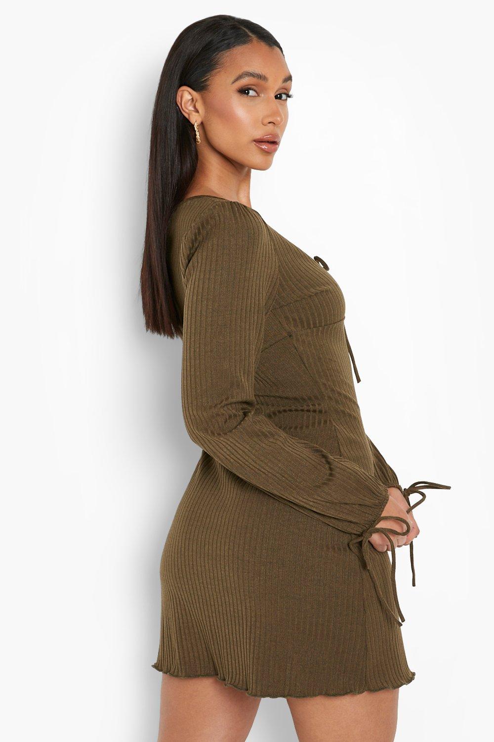 Boohoo store khaki dress